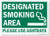 SmartSign Designated Smoking Area - Please Use Ashtrays  Sign   10  x 14  Plastic