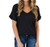 XJSGS Womens Short Sleeve Top V-Neck Shirt Knits Tee White Cotton T-Shirt Blouses Black L