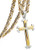 FIBO STEEL Stainless Steel Cross Pendant Mens Byzantine Chain Necklace 5mm Wide, 30 inches
