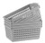 Plastic Storage Basket - 4 Pack Stackable Organizing Baskets  Gray Weave Plastic Storage Basket Tray  Plastic Storage Bins  Organizer Bins for Home Kitchen Bathroom Office and Classrooms