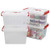 Hespapa 6 Quart Storage Bin  Plastic Latching Box-Container with Clear Lid  Red Handle and Latches  4 Packs