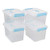 Hespapa 6 Quart Storage Bin  Plastic Latching Box-Container with Clear Lid  Blue Handle and Latches  4 Packs