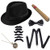 Xuhan Mens Roaring 1920s Great Gatsby Accessories Set Newsboy Cap-Manhattan Hat Suspender Bow Tie B-Black