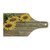 Lunarable Sunflower Cutting Board  3 Sunflowers on Wooden Background at Top Left Corner Picture Print  Tempered Glass Serving Board  Wine Bottle Shape  Medium Size  Yellow Umber