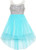 Sunny Fashion Flower Girls Dress Blue Sequin Mesh Party Wedding Bridesmaid Size 5