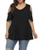 Allegrace Women s Plus Size Tops Cold Shoulder Tunic Top Casual Loose Short Sleeve V Neck T Shirts Solid Black 2X