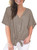 MIHOLL Womens Loose Blouse Short Sleeve V Neck Button Down T Shirts Tie Front Knot Casual Tops Medium  Coffee