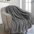 PAVILIA Plush Sherpa Throw Blanket for Couch Sofa   Fluffy Microfiber Fleece Throw   Soft  Fuzzy  Cozy  Shaggy  Lightweight   Solid Grey Blanket   50 x 60 Inches
