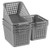 Plastic Storage Basket - 6 Pack Gray Plastic Storage Tray  Weave Organizing Basket with Handles Fit for Home Bathroom Kitchen Accessories Toys or Desktop File