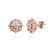 Rose Gold Flashed Sterling Silver Cubic Zirconia Round Snowflake Stud Earrings