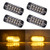 LTPAG 4Pcs 12 LED Emergency Warning Strobe Light Bar Car Truck Hazard Beacon Flash Warning Emergency Lamp Waterproof Surface Mount Flash Light Amber/White