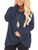 Womens Plus Size Knotted Tops Casual Long Sleeve T-Shirts Blouses Navy Blue-24W