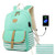 Lmeison Charging Backpack for Teen Girls  College Stripe Bookbag with Pencil Case for Women  Canvas Travel Daypack Waterproof Laptop Bag Fits 15-6  Laptop  Green Lmeison Charging Backpack for Teen Girls  College Stripe Bookbag with Pencil Case for Women  Canvas Travel Daypack Waterproof Laptop Bag Fits 15-6  Laptop  Green