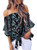Asvivid Womens Summer Floral Printed Off The Shoulder Tops 3 4 Flared Bell Sleeve Blouses Tie Knot T-Shirt Tops XL Black