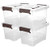 WYT 6 Quart Clear Storage Latch Bins  4 Pack Clear Stackable Storage Organizer Box with Brown Latching Handle and Lid