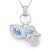 925 Sterling Silver Womens Evil Eye Hamsa Blue White CZ Pendant Necklace
