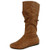 Wells Collection Womens Wonda Boots Soft Slouchy Flat to Low Heel Under Knee High  Tan PU  8-5