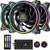 Mr-Canicula ARGB PC Fans 120mm 3 Pack with hub   Remote Control Cooling case Fans for Gaming pc 1250KK Quiet High Airflow Adjustable Color LED Black PC Fan CPU Coolers Radiators System