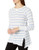 Calvin Klein Women s Distress Wash Stripe Asymmetric Vent Long Sleeve Top  Marina Combo  Medium