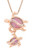 Honolulu Jewelry Company Rose Gold Plated Sterling Silver Mom and Baby Turtle CZ Pendant with Simulated Pink Opal 18  Box Chain
