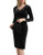 Belle Poque Women s Velvet Dress 1950s V-Neck Black Long Sleeve Pencil Dress Size S BP743-1