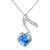 Musical Jewelry 925 Sterling Silver Blue Cubic Zirconia Quaver Music Note Heart Pendant Necklace for Women Girls  Rolo Chain 18