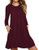 Women s Casual Plain Simple T-Shirt Loose Pocket Dress with Pockets Wine Red Large