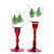 Spode Christmas Tree- Glass Fluted Red Footed Candle Holders Set of 2