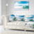 Design Art White and Blue Waves under Sun Seashore Canvas Wall Artwork, 40x20", Blue
