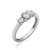 J ADMIRE 1-02 ct Swarovski Zirconia Round 3 Stone Ring Size 8  Platinum-Plated Sterling Silver