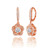 Rose Gold Flashed Sterling Silver Cubic Zirconia Flower Swirl Dangle Leverback Earrings
