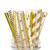 Paper Straws Bulk, 200-Pack Biodegradable 8 Different Pattern Pink/Gold Paper Drinking Straws, CMCGJ22 (Paper Straws)
