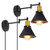 HAITRAL Wall Lamps 2 Pack-Swing Arm Wall Lamps with Brass Finish   Adjustable Arms  Plug-in   Hardwired Industrial Wall Sconces for Bedroom  Farmhouse  Kitchen Without Switch