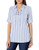 Calvin Klein Women s Striped Lace Up Blouse  Chambray Combo  Small