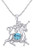 AFFY Round Shape Simulated Aquamarine   White Cubic Zirconia Unicorn Horse Pendant Necklace in 14k White Gold Over Sterling Silver
