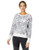 Calvin Klein Women s Long Sleeve Crow Neck Pullover with Track Stripe and Logo  Optic Heather iris ice Combo  Medium
