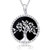 Agvana Sterling Silver Tree of Life Necklace Genuine Natural Black Onyx CZ Dainty Family Tree Pendant Birthday Anniversary Jewelry Christmas Gifts for Women Teen Girls Mom Grandma Wife Daughter Her
