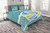 Lunarable Volleyball Bedspread  Halftone Style Background with Net and Ball Outdoors Sports Themed Illustration  Decorative Quilted 3 Piece Coverlet Set with 2 Pillow Shams  Queen Size  Blue Yellow