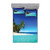 Ambesonne Ocean Fitted Sheet   Pillow Sham Set  Seaside View Tropical Island Coast Jungle Nature Landscape Picture  Decorative Printed 3 Piece Bedding Decor Set  Queen  Blue Turquoise