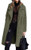 Angashion Womens Fuzzy Fleece Lapel Open Front Long Cardigan Coat Faux Fur Warm Winter Outwear Jackets with Pockets Army Green M