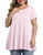 MONNURO Womens Short Sleeve Casual Loose Fit Flare Swing Tunic Tops Basic T-Shirt Plus Size-Pink 3X-