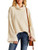 Ybenlow Womens Turtleneck Oversized Sweaters Batwing Sleeve Chunky Loose Slit Pullover Knit Jumper Slouchy Tops Beige
