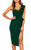 ECOWISH Womens Dresses Sexy Ruffle One Shoulder Sleeveless Split Bodycon Midi Party Dress Green S