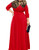 POSESHE Womens Solid V-Neck 3-4 Sleeve Plus Size Evening Party Maxi Dress Red 4X-Large
