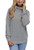 Pink Queen Womens Turtleneck Long Sleeve Casual Solid Loose Chunky Knit Pullover Sweaters Grey L