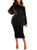 Salimdy Womens One Off Shoulder Midi Dress Long Sleeve Velvet Sexy Bodycon Party Pencil Dress Coffee XL