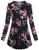 SeSe Code Empire Waist Tops for Women Long Sleeve A-line Tunic Business Casual Work Wears Wedding Party Holiday Notch V Neck Winter Blouses Black Flor