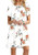 BOFETA Womens O Neck Floral Printed Dress Short Sleeve Fashion Dress White M