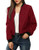 Zeagoo Women Classic Solid Biker Jacket Zip up Bomber Jacket Coat  Wine Red  Medium