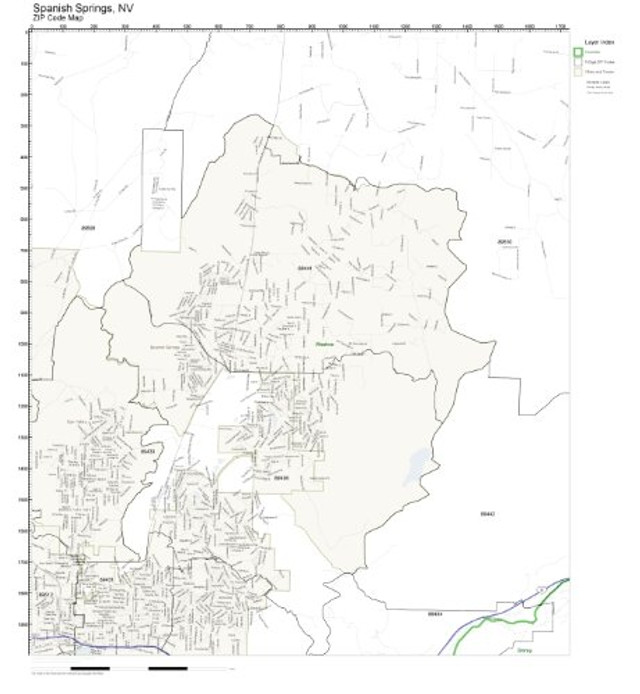 ZIP Code Wall Map of Spanish Springs NV ZIP Code Map Not Laminated